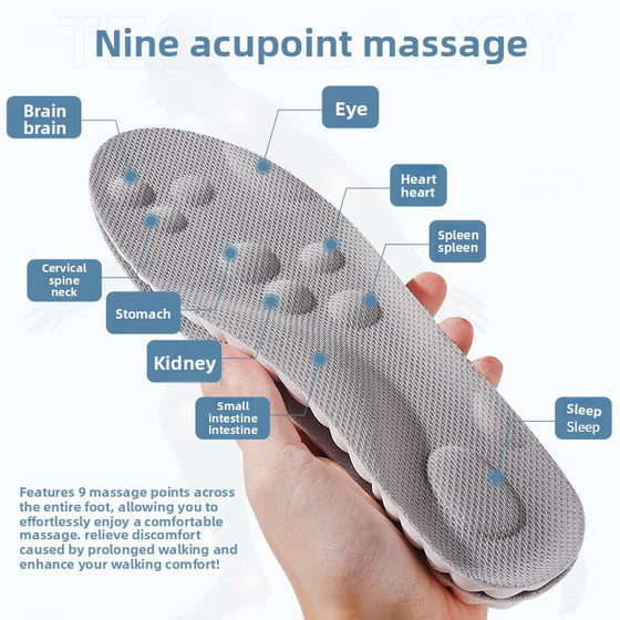 4D Massage PU Sports Insoles in Orange, Black and Grey, image 3 of 22