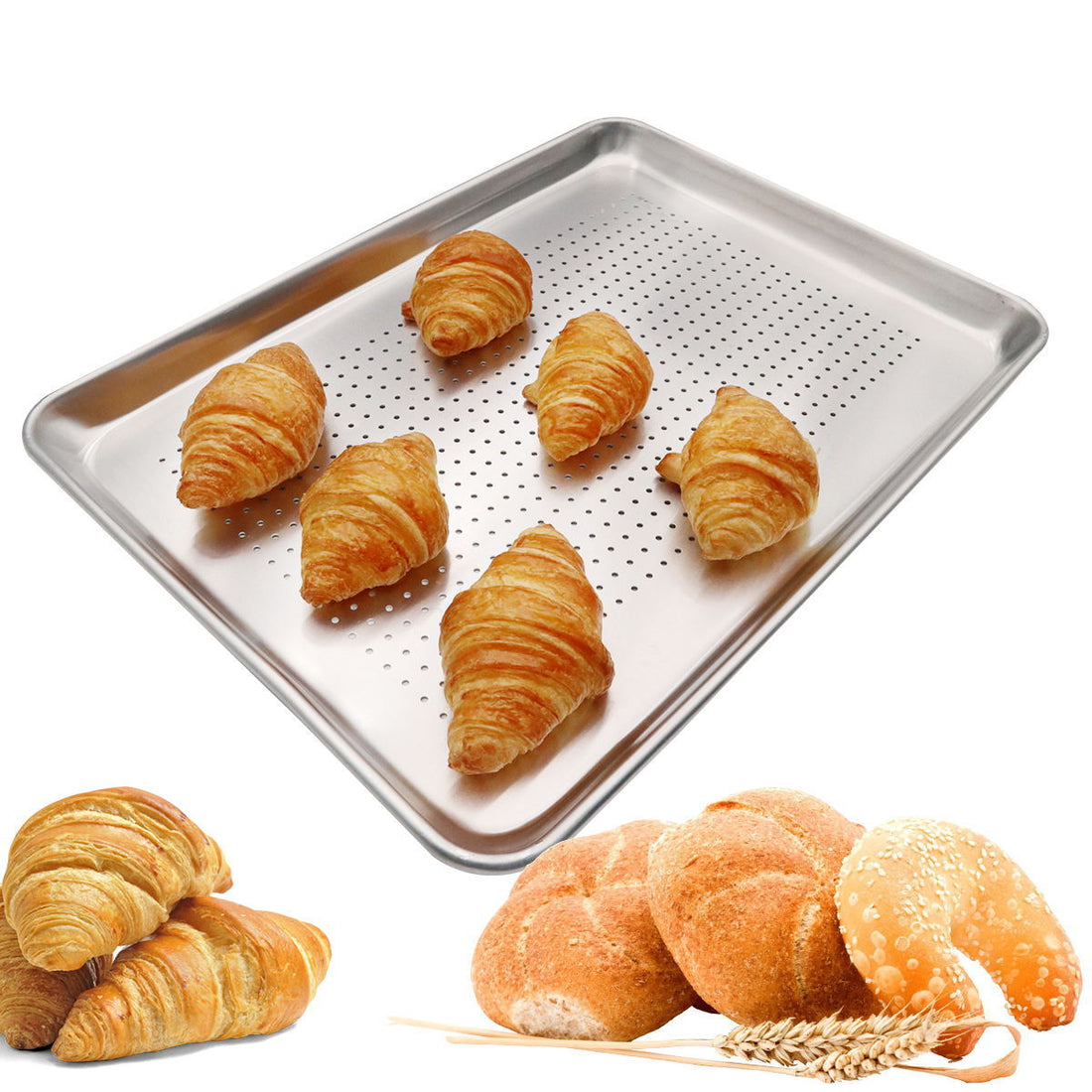 Thick 1mm Aluminum Alloy Baking Tray, Perforated Oven Pan, Bread Cake Sheet, American Style, Multiple Sizes