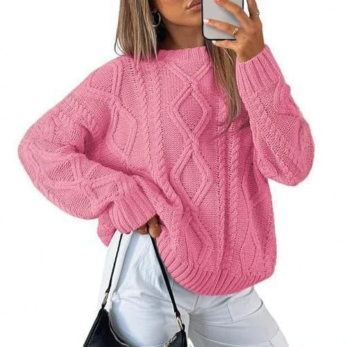 Women's knitted round-neck sweater for casual wear