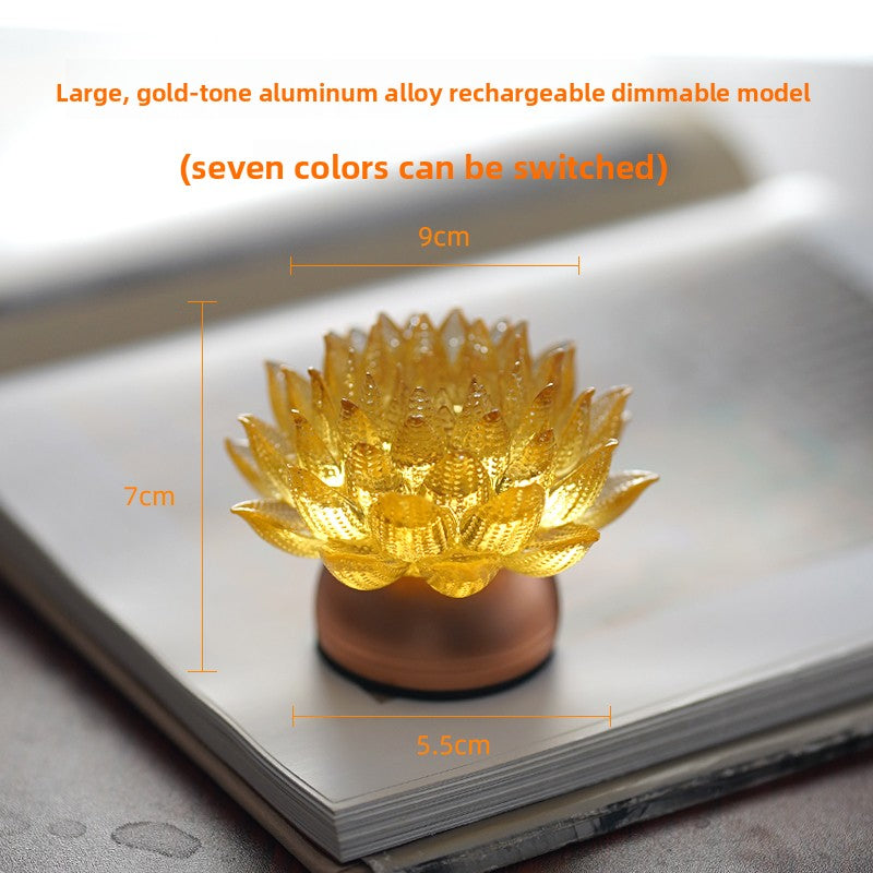 Glass Golden Lotus lamp charging led Everbright lamp