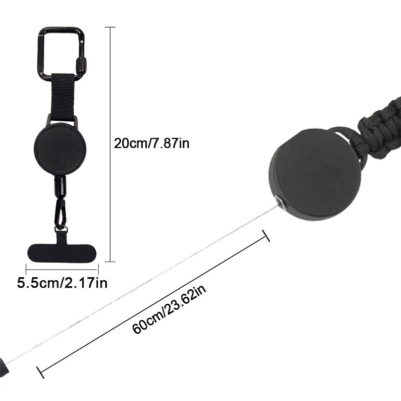 Retractable phone lanyard clip mechanism close-up
