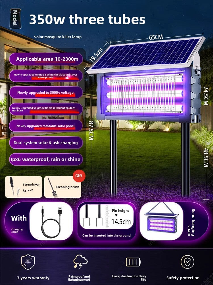 Solar Powered Mosquito Killer Lamp Outdoor Insect Eliminator