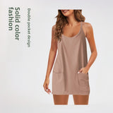 Solid Color Knit Dress with Pockets
