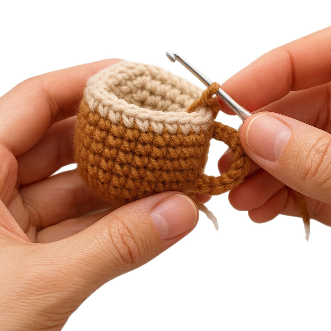 Hand-Crocheted Coffee Cup Doll with Long Legs, additional photo 4