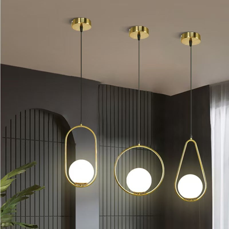 Modern Minimalist Single-Head Glass Hanging Pendant Lamp for Bedroom Corridor