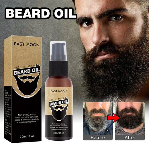 Beard oil application to facial hair with comb