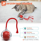 Interactive Cat Toy Ball USB Rechargeable Motion Activated Automatic Ball Waving Tail with Bird Chirp Sound for Indoor Cats