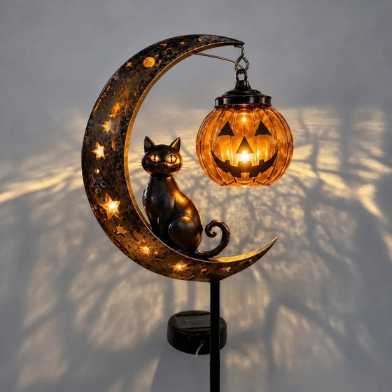 Solar Black Cat Pumpkin Stake Light Decor product image 5