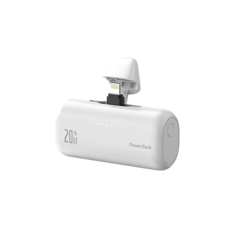 5000mAh Compact Portable Power Bank with Hidden Dual Connectors Fast Charging