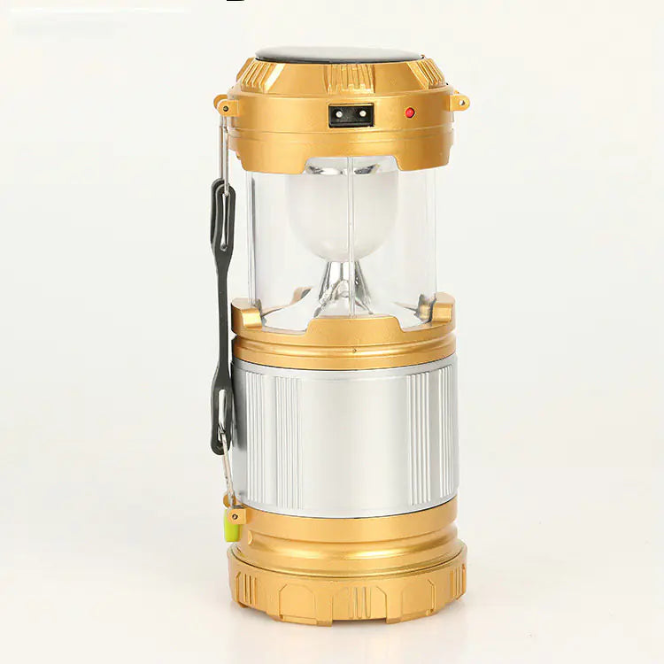 Solar camping lantern in use