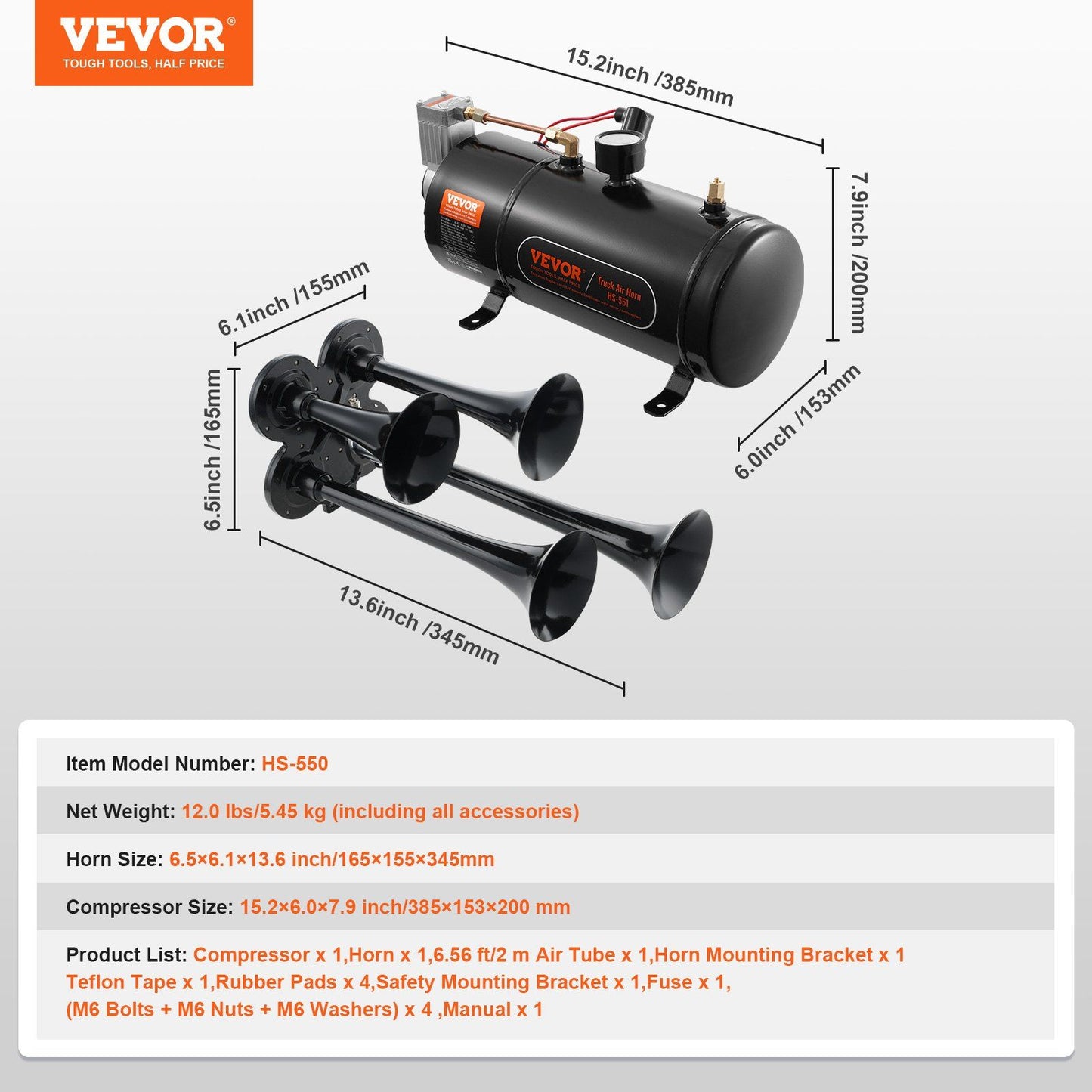 4-Trumpet Train Horn Kit 150dB product photo