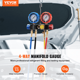 4-Way AC Manifold Gauge Set dual gauge close-up