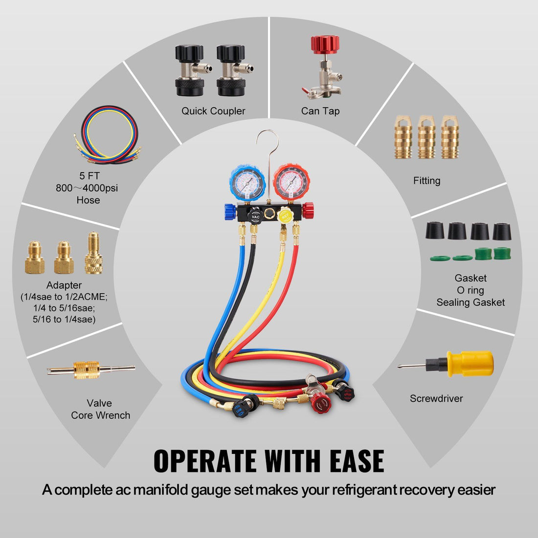 4-Way AC Manifold Gauge Set valve detail