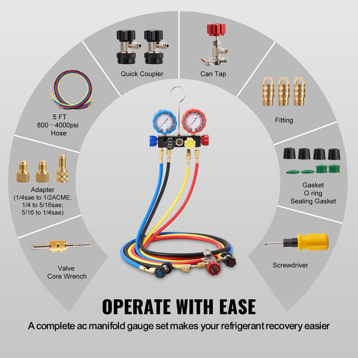 4-Way AC Manifold Gauge Set valve detail