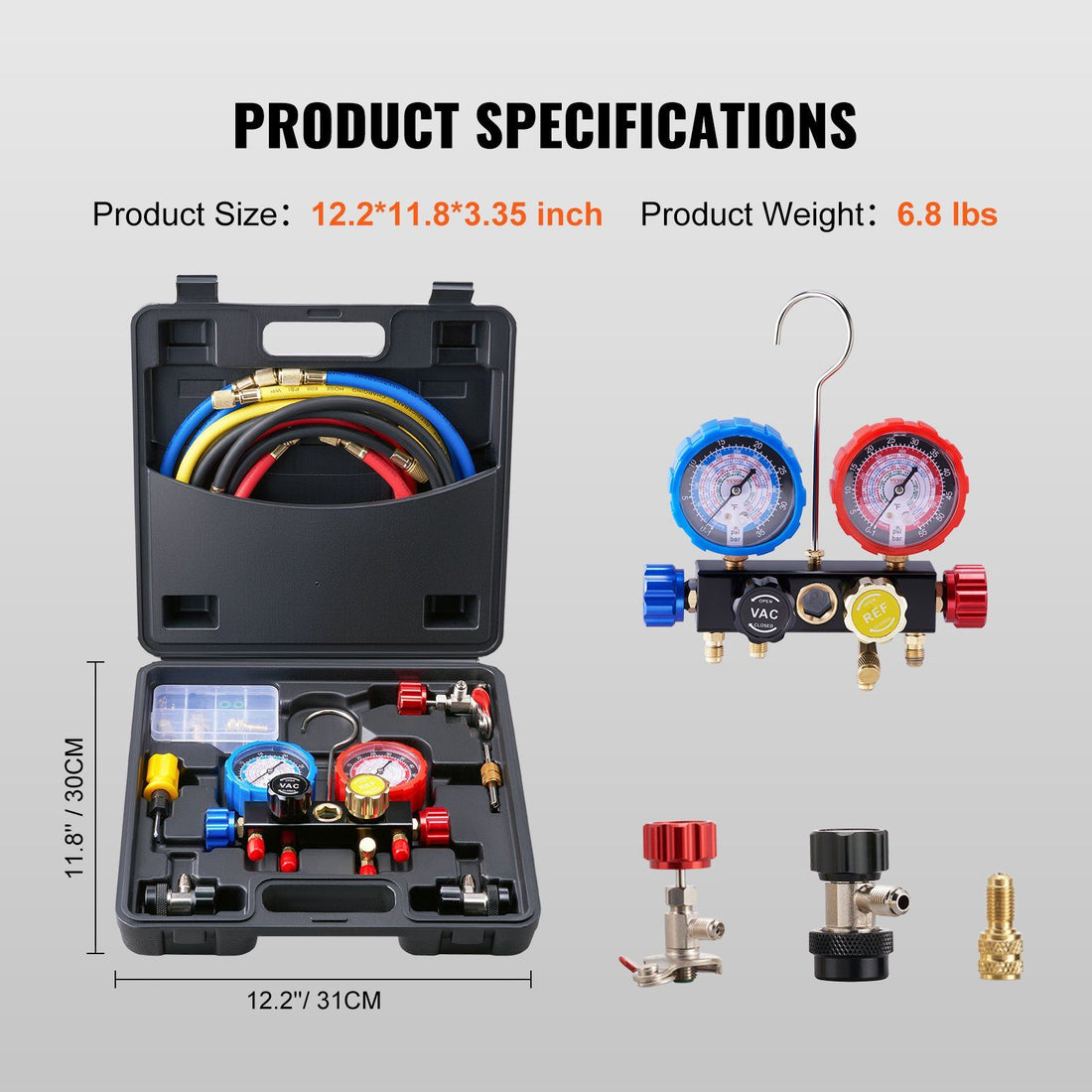 4-Way AC Manifold Gauge Set in use on vehicle