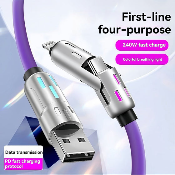 4 in 1 charging cable with purple breathing light, photo 3