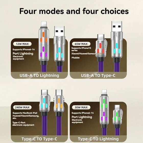 4 in 1 charging cable with purple breathing light, photo 5