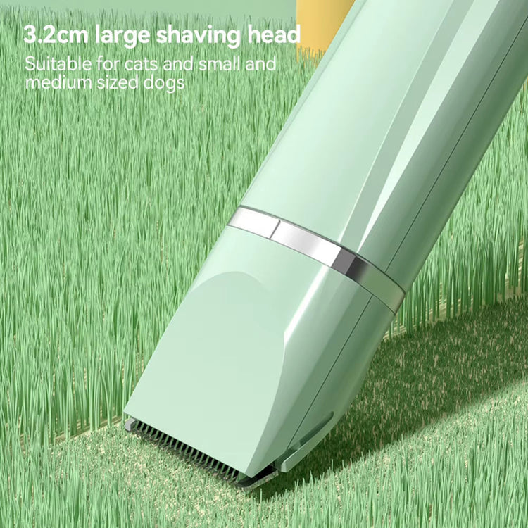 Pet grooming clippers in use on a dog coat