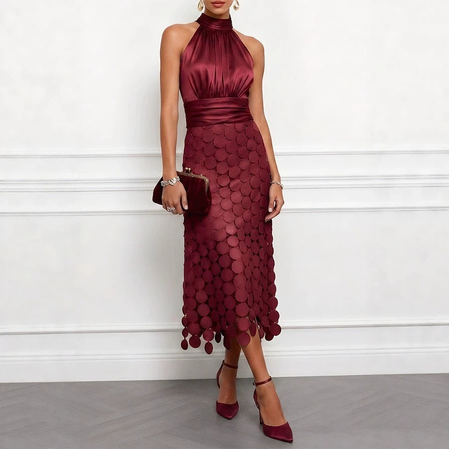 Women's sleeveless high-waisted patchwork midi dress, photo 2