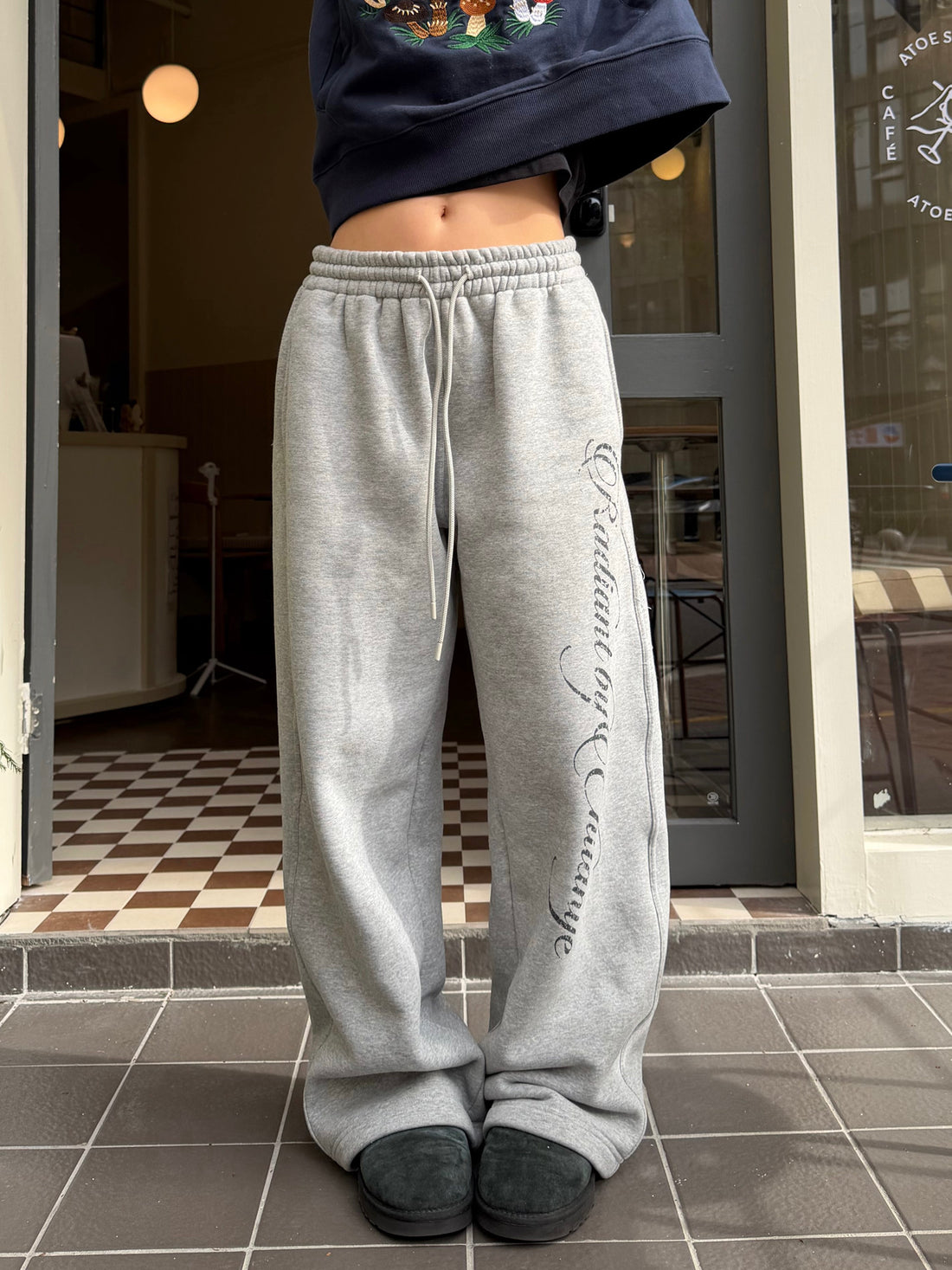 Unisex Printed Fleece Cuffed Sweatpants