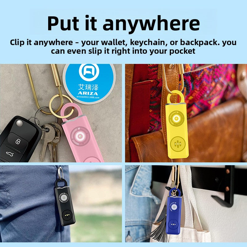 Electronic anti-wolf artifact integrated charging personal alarm