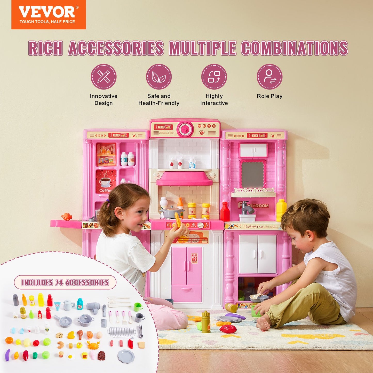 VEVOR Kids Kitchen Playset with Accessories