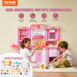 Kids kitchen playset full front view in pink