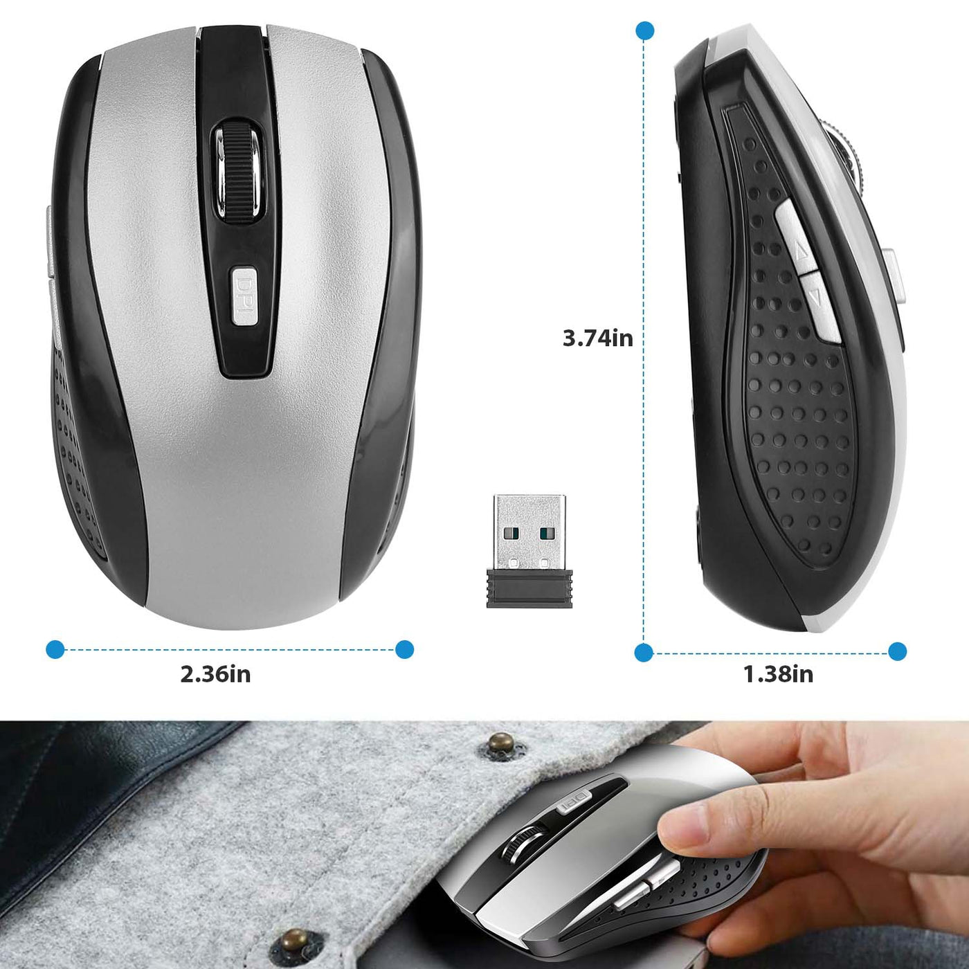 2.4G Wireless Gaming Mouse with Adjustable DPI Buttons