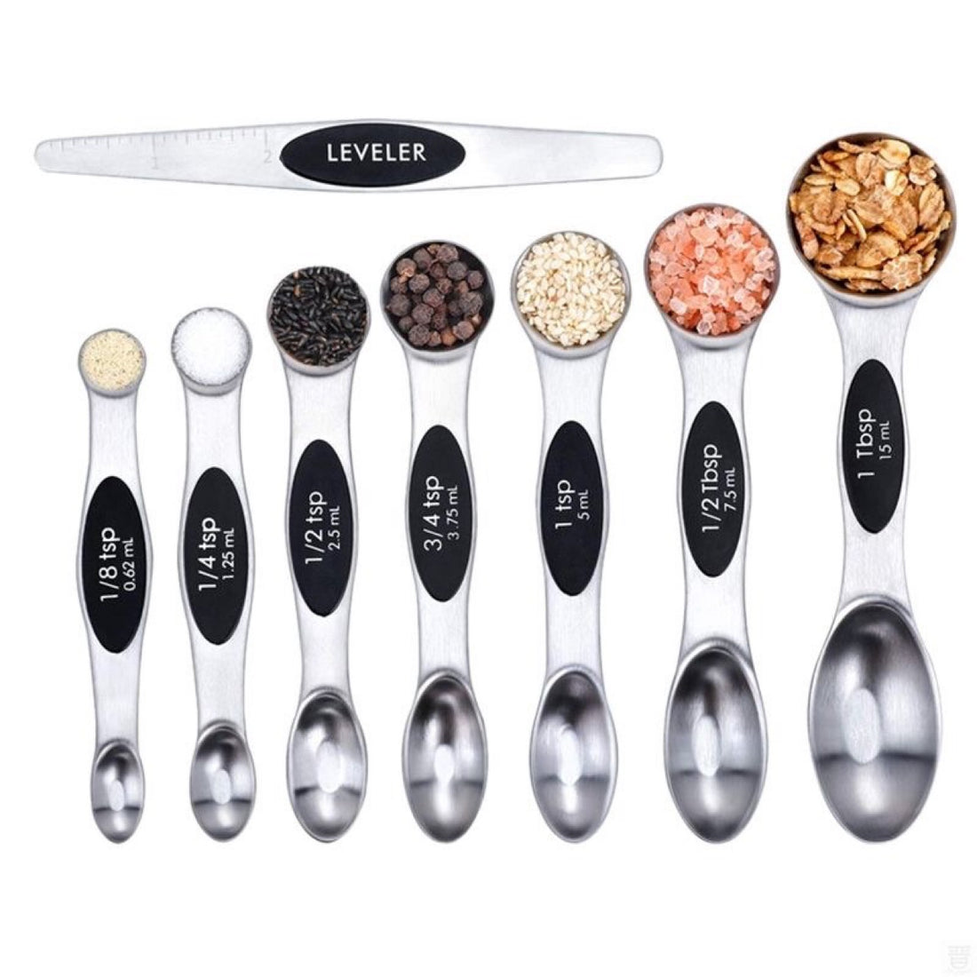 Double Head Measuring Spoon Set with Magnetic Attachment