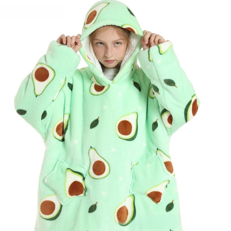 Kids cartoon animal hooded fleece robe, photo 1