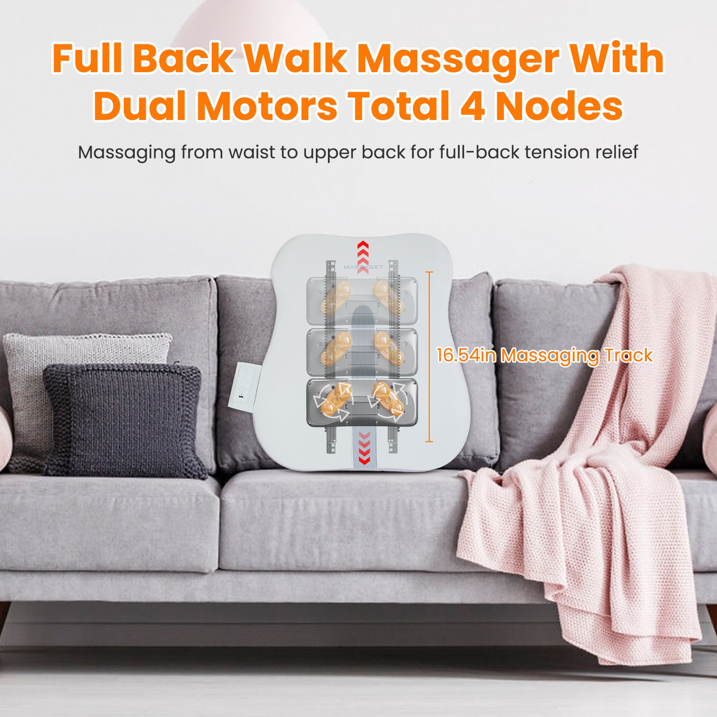 Shiatsu back massager pillow USB charging cable