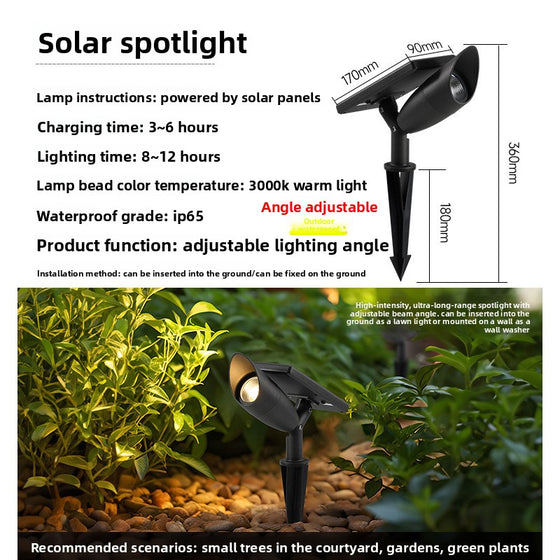 Solar Powered Outdoor Garden Spotlight with Ground Stake Garden & Outdoor product image 5