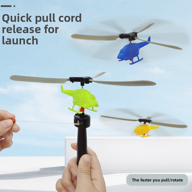 Helicopter with a pull-string handle
