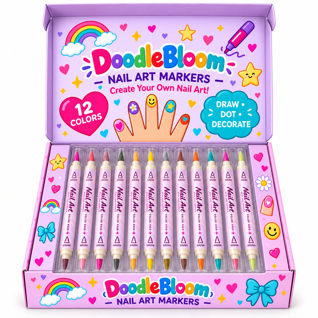 12-color pearl effect dual-tip nail art pens in gift box, photo 5