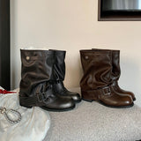 Womens Retro Chunky Heel Martin Boots