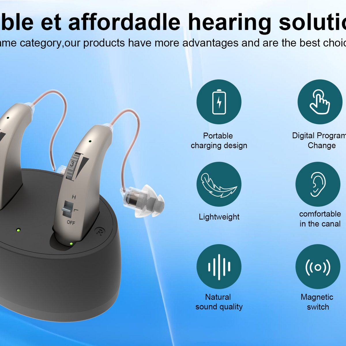 Wireless hearing aid with magnetic attachment