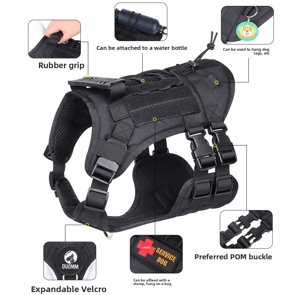 Water-Resistant Oxford Dog Tactical Vest Reflective Adjustable Chest Strap for Medium and Large Dogs