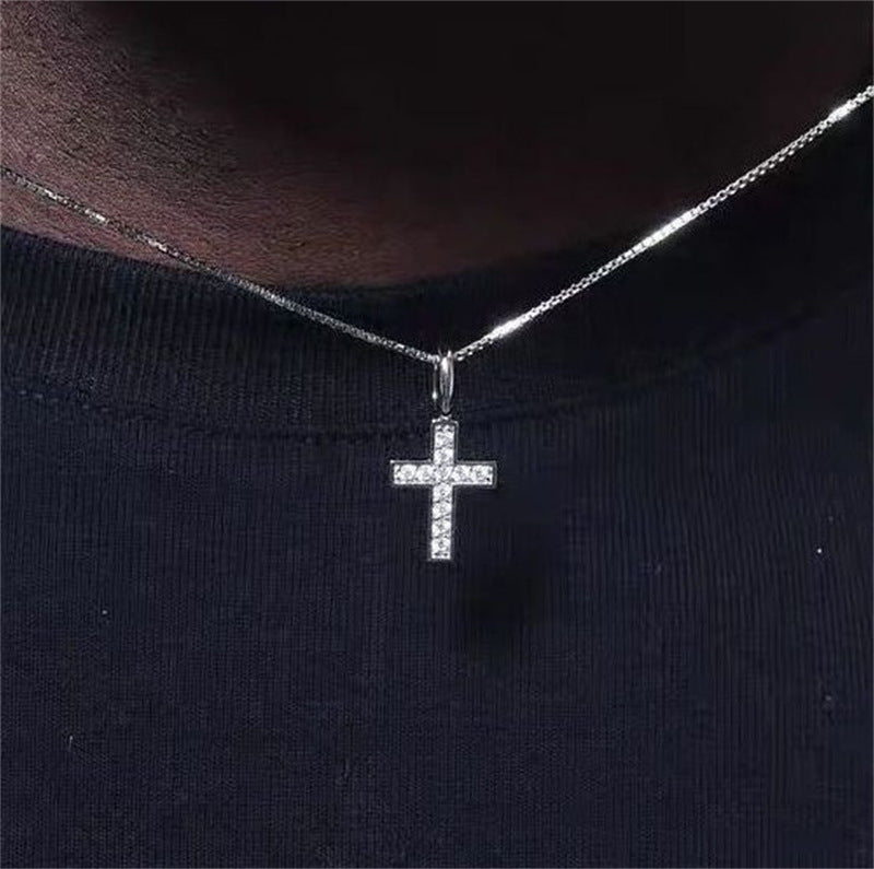 Diamond Cross Box Chain Necklace