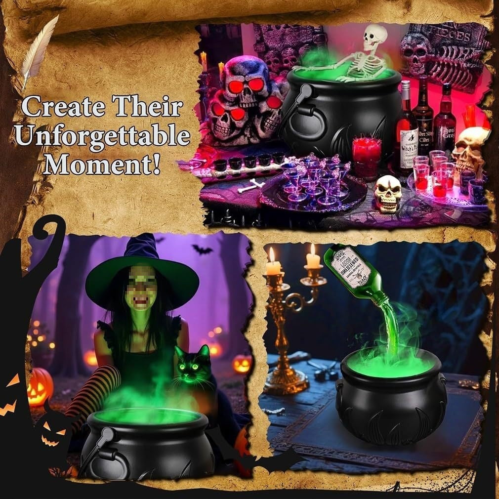Halloween Witch Bucket Plastic Indoor Decorations Flame Bat Design