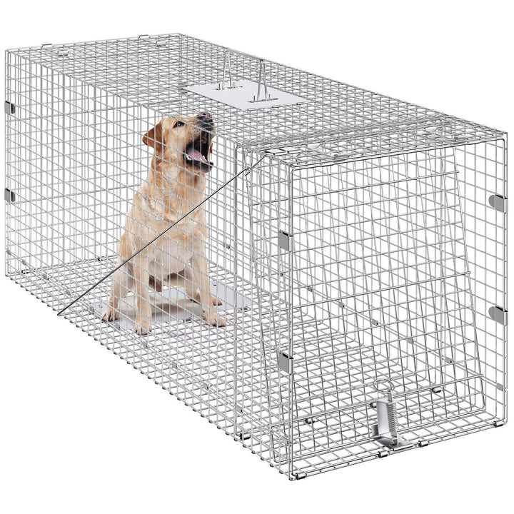 42 inch live animal cage trap door open detail