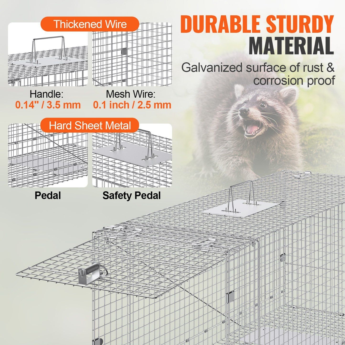 42 inch live animal cage trap folded for storage