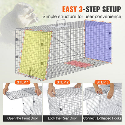 42 inch live animal cage trap top handle