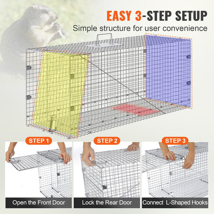 42 inch live animal cage trap top handle