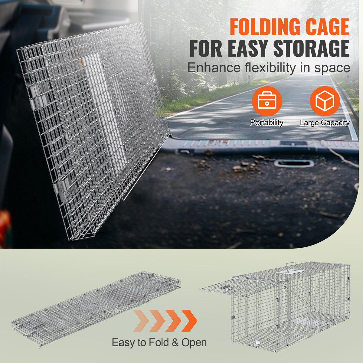 42 inch live animal cage trap dimensions illustration