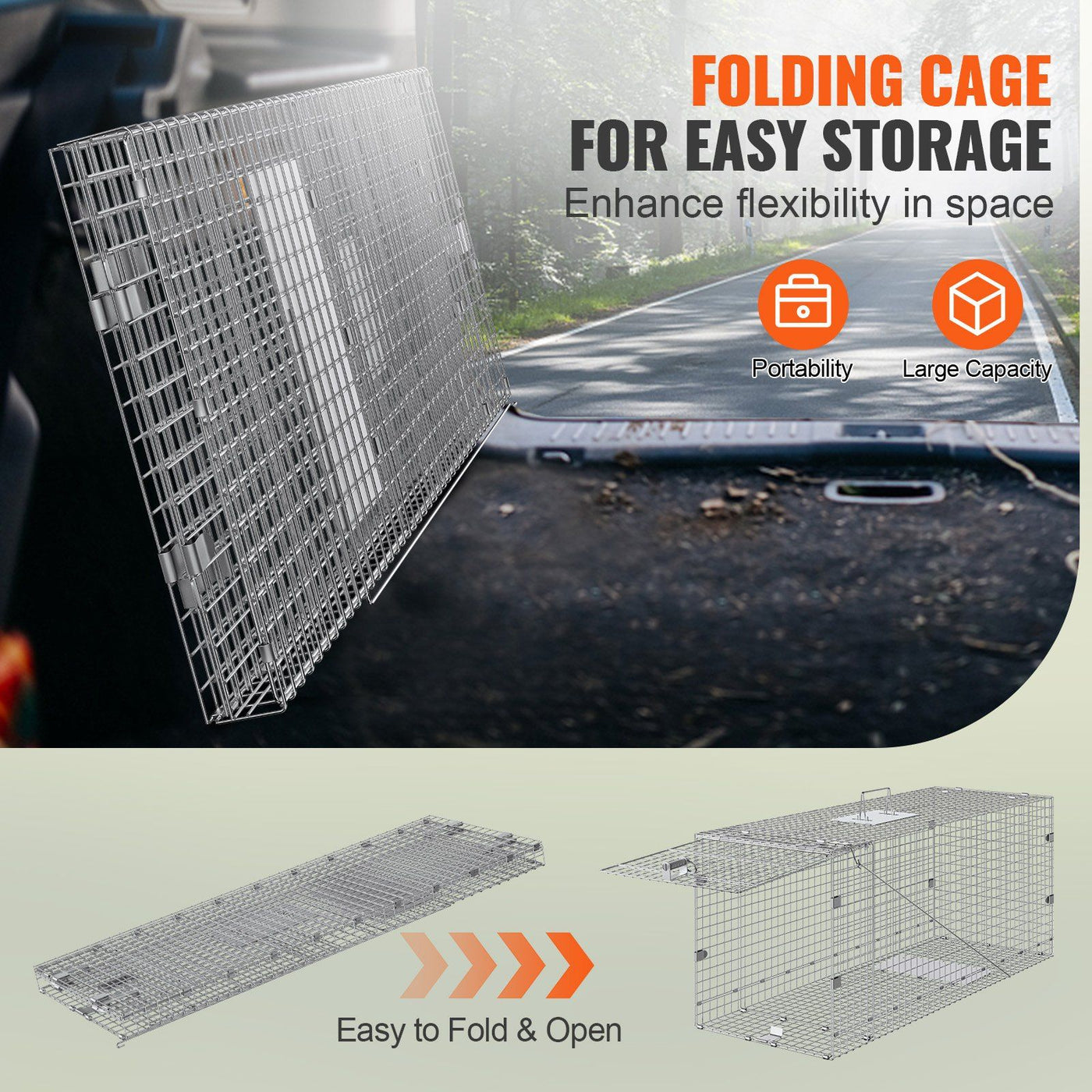 42 inch live animal cage trap dimensions illustration