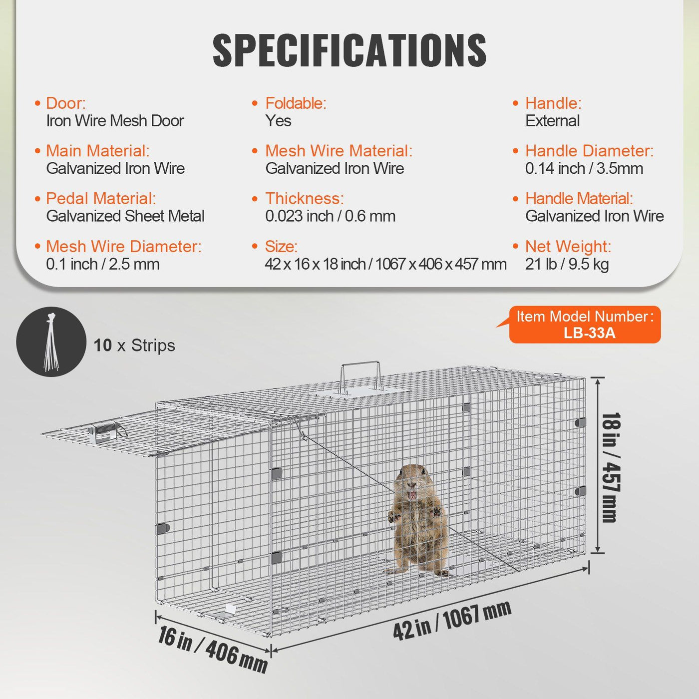 42 inch live animal cage trap in use outdoors