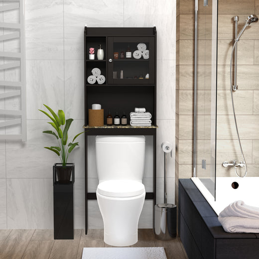 Modern Over Toilet Wood Storage Cabinet Espresso Bathroom