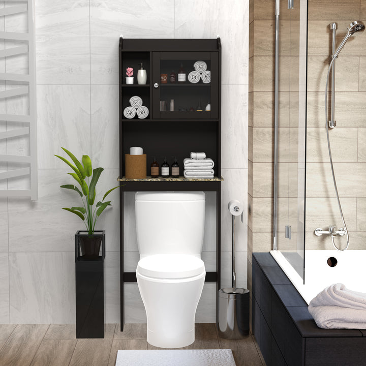 Modern Over Toilet Wood Storage Cabinet Espresso Bathroom