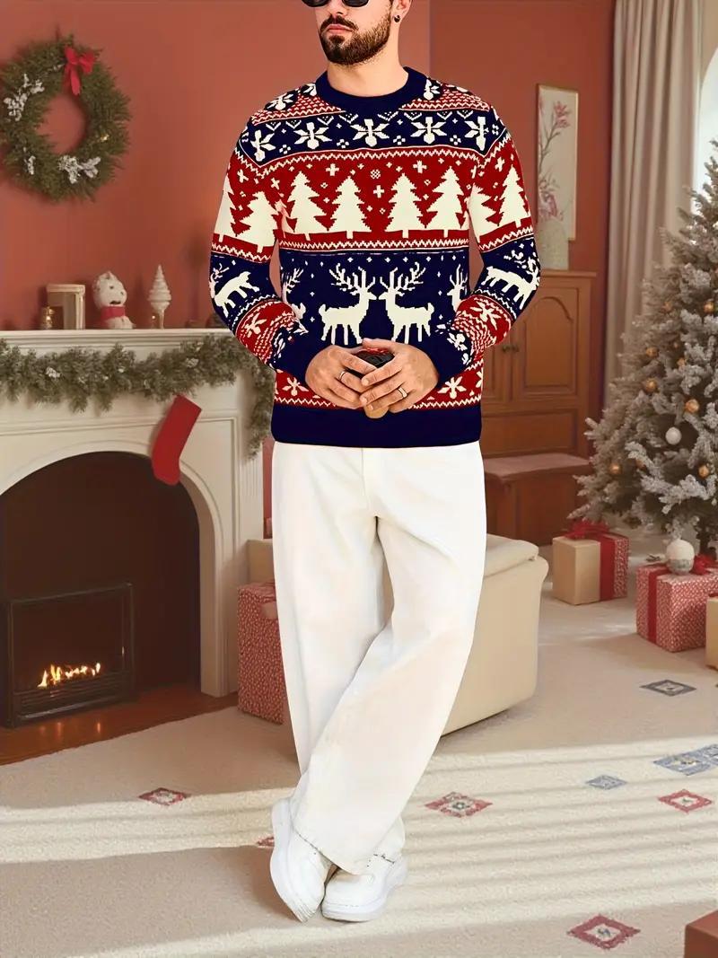 Christmas casual men's crew-neck long-sleeved hoodie