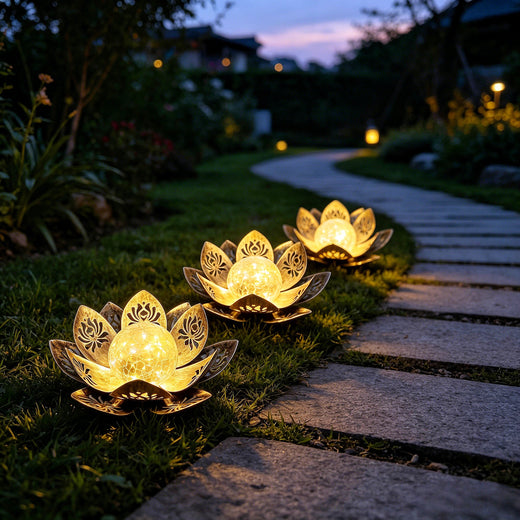 Solar Powered Lotus Flower Garden Light